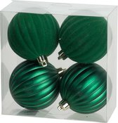 KERSTBALLEN SET 4 STUKS | KERSTVERSIERING | MAT VELVET GROEN | D8 CM | KUNSTSTOF