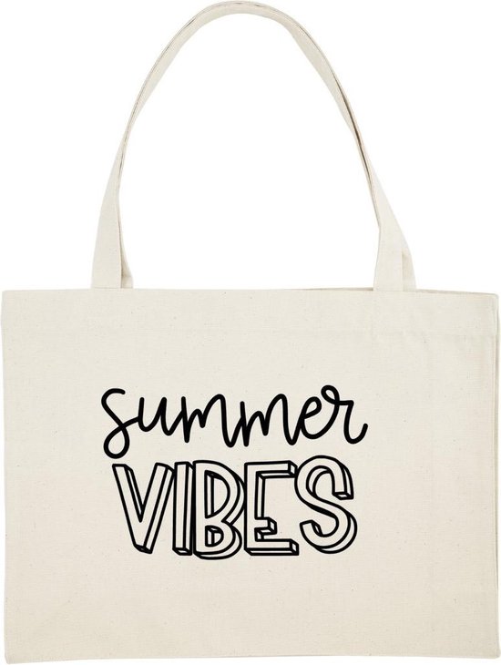 Summer vibes shopper / Shopping Bag / Naturel met zwarte letters