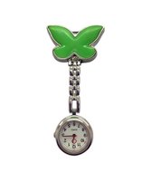 Treasure Trove® - Felgroen Vlinder - Verpleegsters Horloge - Clip - Klokje 2.5 cm