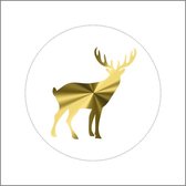 Kerst etiketten - rendier - glans goud (rol van 500 stuks)