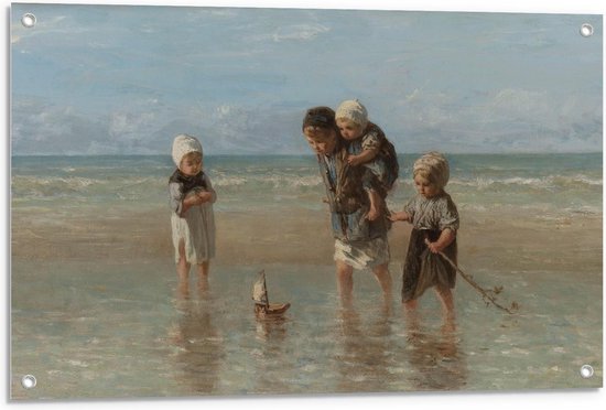 Tuinposter – Oude Meesters - Kinderen der zee, Jozef Israëls, 1872 - 90x60cm Foto op Tuinposter  (wanddecoratie voor buiten en binnen)