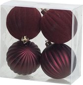 KERSTBALLEN SET 4 | KERSTVERSIERING | MAT VELVET BORDEAUX | D8 CM | KUNSTSTOF