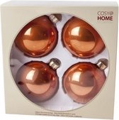 KERSTBALLEN SET 4 STUKS | KERSTVERSIERING | PEARL ROEST | D10 CM | GLAS