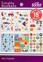 Megapak Stickers voor Jongens - 18 Vel - 558 Stickers - Stickerboek - Stickervellen