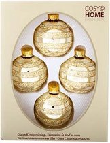 KERSTBAL GLAS SET4 LICHTGOUD GLITTER | D7 CM | IN VENSTERDOOS