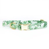Honden halsband met blaadjes print - maat L