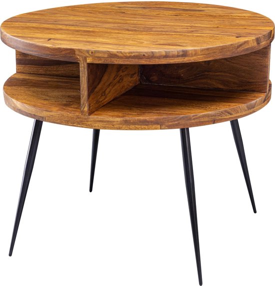 Pippa Design ronde salontafel met extra opbergruimte - bruin | bol.com