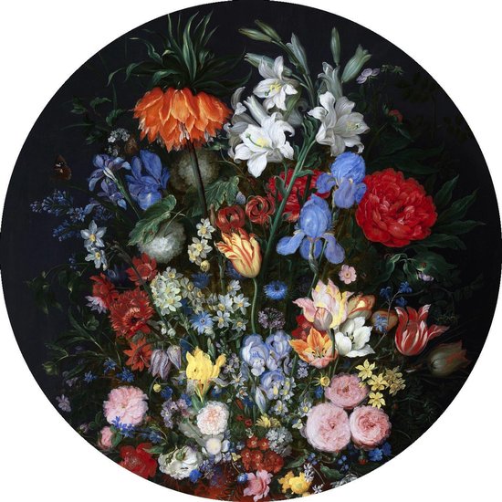 Impression de Graphic Message sur des Fleurs de cercle dans un vase - Jan Brueghel - peinture ronde - Forex