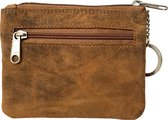 Lundholm sleutelhanger leer - leren sleuteltasje cognac bruin - sleuteletui met rits leer bruin