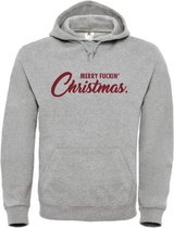 Kerst hoodie grijs - Merry fuckin' Christmas - soBAD. | Kersttrui soBAD. | kerstsweaters volwassenen | kerst hoodie volwassenen | Kerst outfit | Foute kerst truien