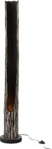 J-Line Staande Lamp Vloerlamp Stam Open Paulownia Gestreept Zwart Beige