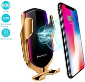 Smart Sensor Wireless Car Charger Draadloze telefoon oplader  Autohouder iPhone / Samsung / Smartphone - goud
