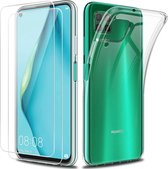 Silicone hoesje transparant met 2 Pack Tempered glas Screen Protector Geschikt voor : Huawei P40 Lite