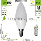 LED BULB Kaars vorm, 6 W, 220-240 V, E14, 4200 K, 5 stuks [Energieklasse A+]