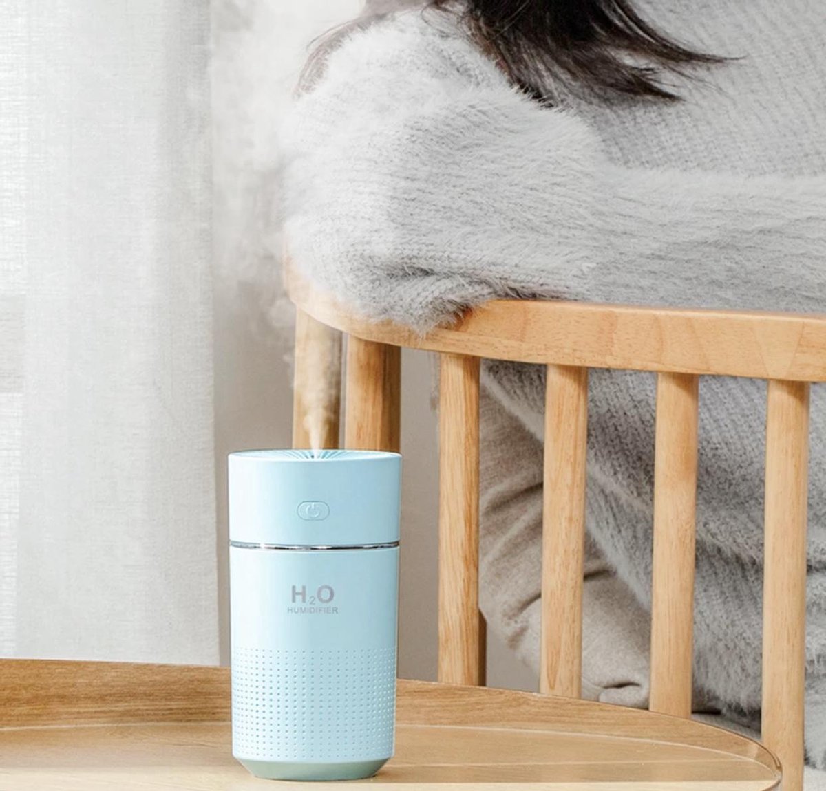 Goedkoopste Luchtbevochtiger met Sfeer/Nachtlampje 360ML - Aromatherapie - Verdamper - Vernevelaar - Luchtreiniger - AirCooler - Humidifier - Blauw!