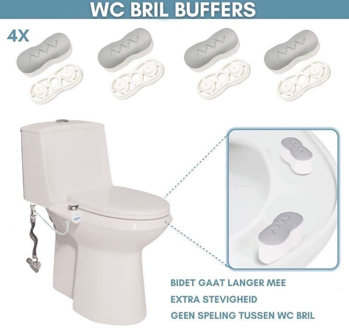 bol.com | Bidet WC-bril Buffers - Toiletzitting Buffers - Verleng  Levensduur Bidet