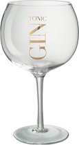 Gin glas met bronskleurig opschrift , set van 2 glazen. Gin tonic / jolipa j-line