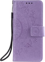 Shop4 - Samsung Galaxy M11 Hoesje - Wallet Case Mandala Patroon Paars