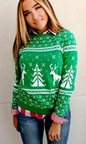 Foute kersttrui Dames - Christmas Sweater - Kersttrui - Maat L - Kleur Groen met Wit
