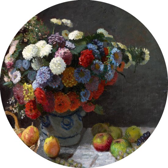 Graphic Message Print op Cirkel Bloemen en Fruit - Monet - Wandcirkel - Muurcirkel