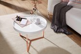 Pippa Design ronde salontafel in retro design - wit met koperkleurig frame