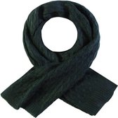 Groene sjaal -  fijn gebreid met kabelpatroontje - 180/60cm - Herfst/winter