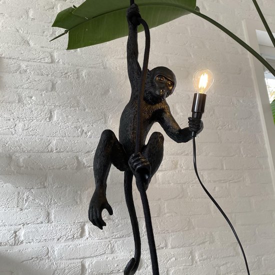 bol com a sunny day aap lamp hanglamp monkey lamp aaplamp zwart aan touw 69 cm