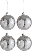 J-Line Doos Van 4 Kerstbal Spikkel Glas Zilver Large