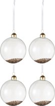 J-Line Doos Van 4 Kerstballen Deco Glas Klaar/Goud Medium