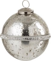 J-Line Kerstbal Diamant Glas Zilver Small 4 stuks