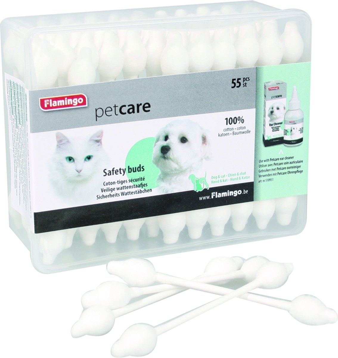 Goedkoopste Flamingo - Wattenstaaf Katten honden - Petcare Veilige Wattenstaafjes 55 Stuks - 55st - 119038 - 55st