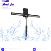 SIMU Lifestyle luxueuze douchewisser - inclusief handige ophanghaak - hoogwaardig gepolijst RVS - duurzaam siliconen handvat - handige douchetrekker - makkelijk schoonmaken - anti