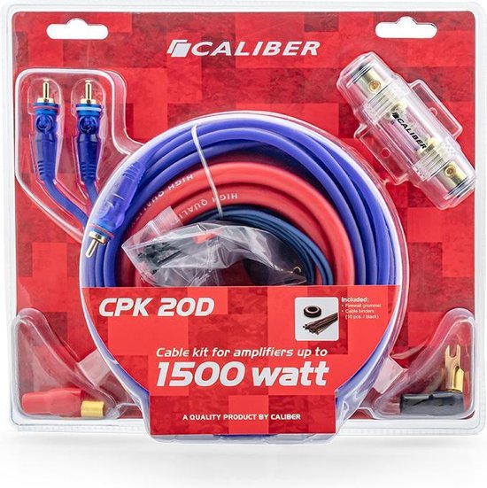 sigaret Uitreiken Verloren hart Caliber Audio Kabelset voor Auto Versterker - 20mm2 Kabels voor 1500  Watt... | bol.com