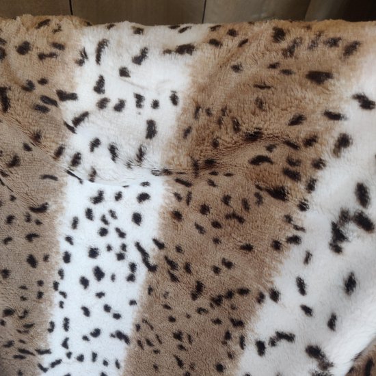R.SHARE Beige deken met luipaard cheetah-print 127 x 187 cm omkeerbaar, super zachte veren gebreide microvezel comfortabel gezellig lichtgewicht