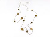 Zilveren halssnoer halsketting collier Model Pret a Porter met bruine stenen