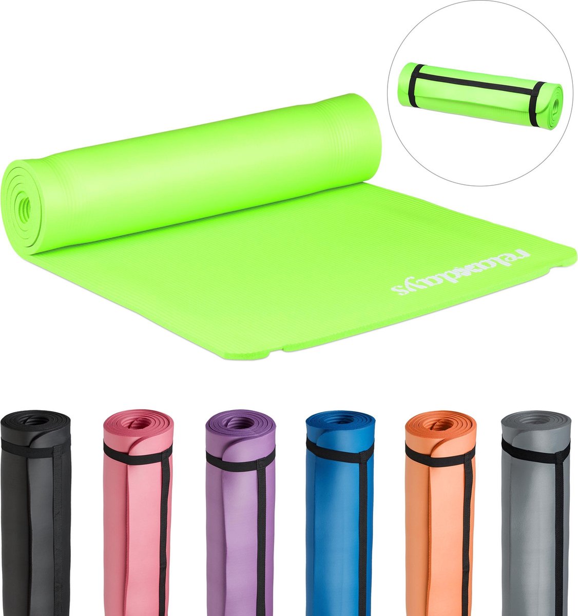 Relaxdays yogamat dik - sportmat - workout matje - jogamat - joga matje - mat - 60 x 180 - groen