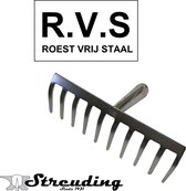 Streuding - Hark - Roestvrij Staal - ( RVS ) - 10 tands - zonder steel Art.Nr 22860