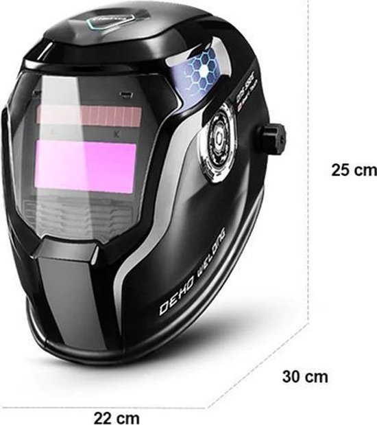 DEKO® Laskap Professioneel - Automatisch - DIN 16-10 Ultraviolet 10 - lasmasker - Laskap - Lashelm - automatisch dimmende lichtfilter - Zwart