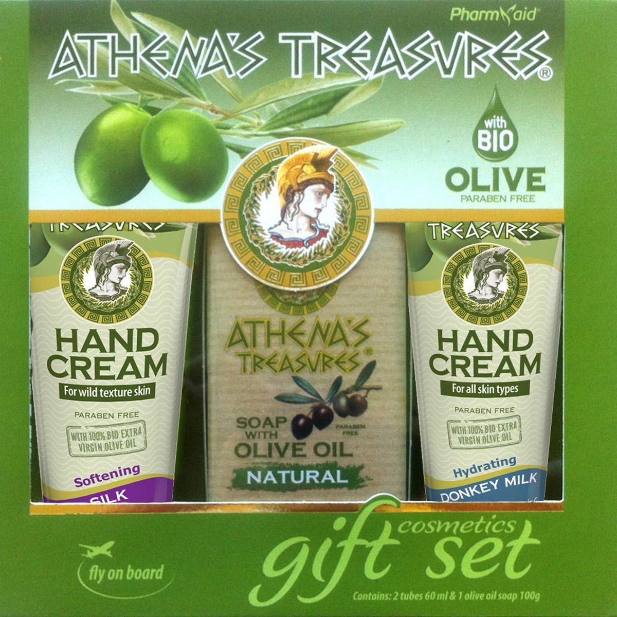 Goedkoopste Pharmaid Athenas Treasures Cadeauset 73 | Handream Silk | Handcreme Donkey Milk & Olijfolie zeep 100gr |Cadeau Skincare 60ml