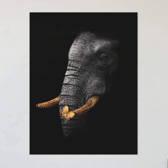 Canvas Schilderij Gouden Olifant | 60 60 | PosterGuru