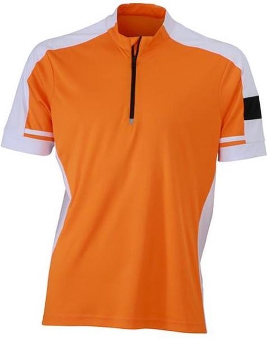 James and Nicholson - Heren Fietsshirt met Halve Rits (Oranje)