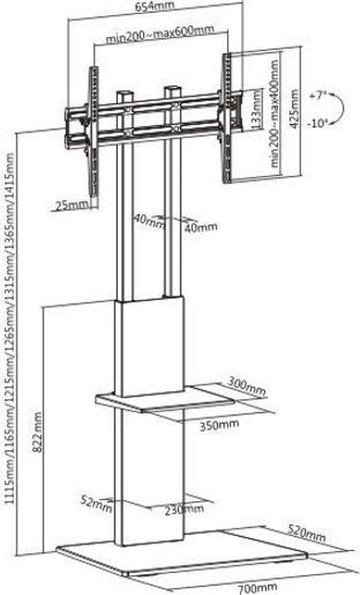 TV standaard - tv statief - tv voet - tafelmodel - draaibaar - hoogte verstelbaar 67 cm tot 79 cm - Meubel