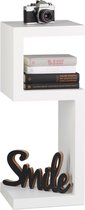 Relaxdays boekenrek retro design - kastje met 3 planken - vrijstaand - S-vorm - smal - wit