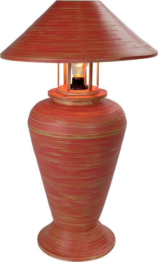 Lampe de table en Bamboo Fine Asianliving en Spiral à la main rouge 40x40x65cm