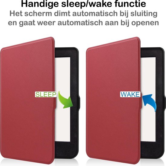 Hoesje Geschikt voor Kobo Nia Hoesje Luxe Bescherm Case - Hoes Geschikt voor Kobo Nia Hoes Book Cover - Donkerrood van Luxe Bescherm Case — afbeelding 3