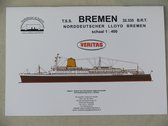 Bremen ex Pasteur, Duits passagiersschip, bouwplaat / schaalmodel in karton, schaal 1/250.