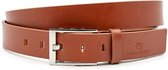 Leren riem cognac 3.5 cm breed - Cognac - Casual - Leer - Taille: 110cm - Totale lengte riem: 125cm - Unisex riem