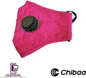 Chibaa - JS2DEAL - Roze / Hot Pink Mondkapje Wasbaar Herbruikbaar Mondmasker Met Ventiel en 1 vervangbare PM2.5 Filter - Katoenen Mondmasker met ventiel en filter - ijzeren neusbeu
