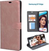 EmpX.nl Samsung S7 Edge TPU/Kunstleer Rose Goud Boekhoesje | S7 Edge Bookcase Hoesje | Flip Hoes Wallet