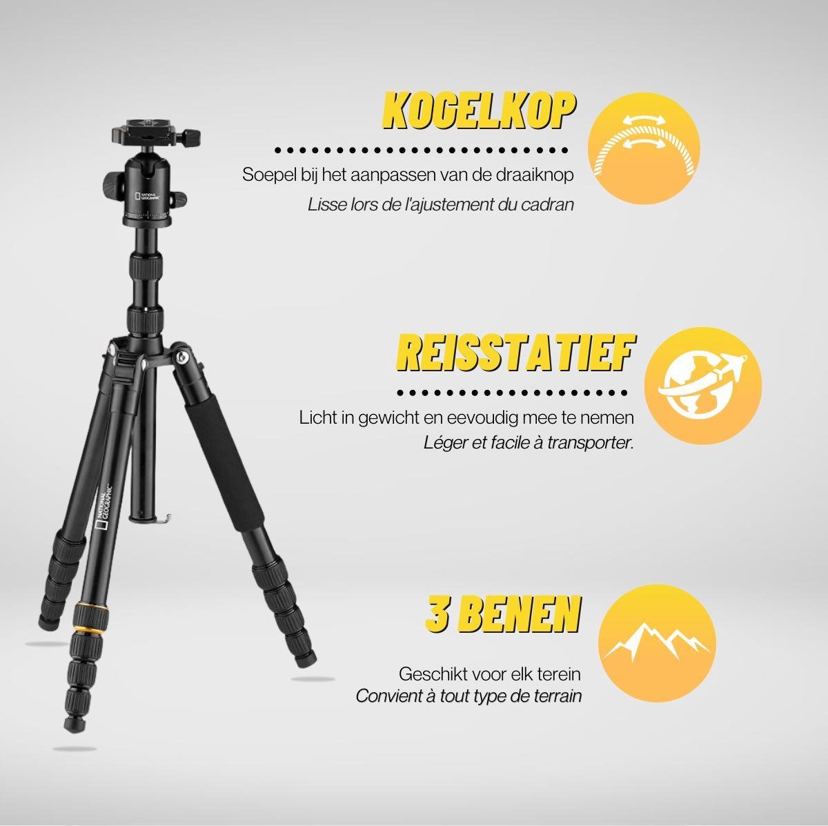 National Geographic Camera Statief + Draagtas Belastbaar tot 8 kg